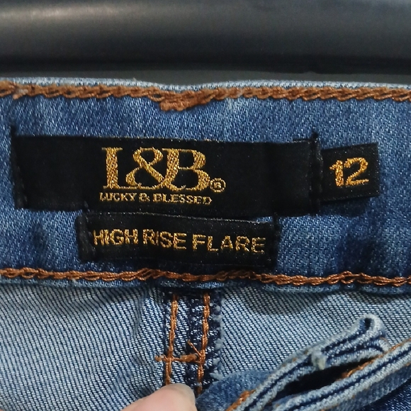 L&B Blue Flare Wide Leg Jeans Sz 12 Gentle Used High Rise Flare - Picture 2 of 11